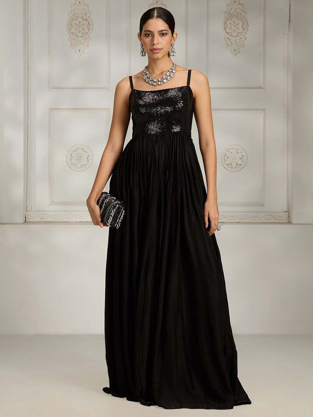 Rivaar By Rocky Star Shoulder Straps Embellished Maxi Dress