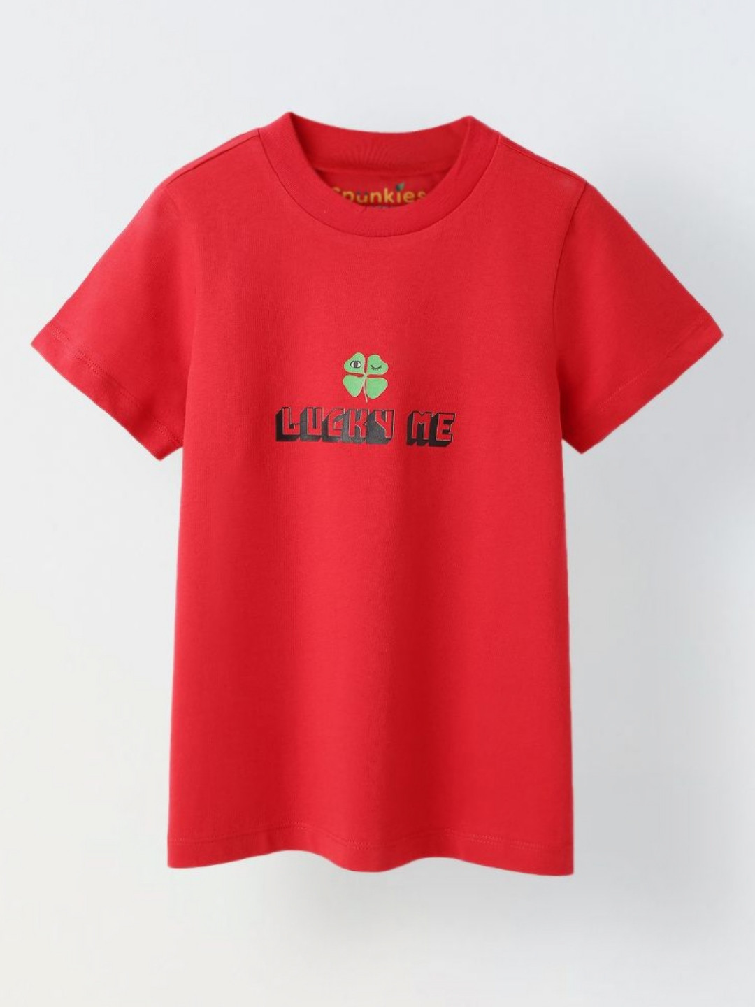 SPUNKIES Boys Typography Printed Round Neck Cotton T-shirt