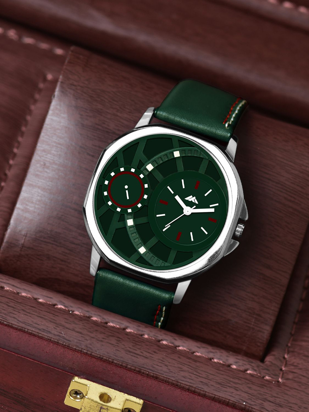 Shocknshop Men Brass Dial & Leather Straps Analogue Watch MT47