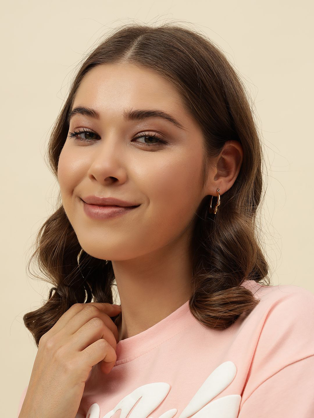 Beatnik Brass-Plated Contemporary Hoop Earrings