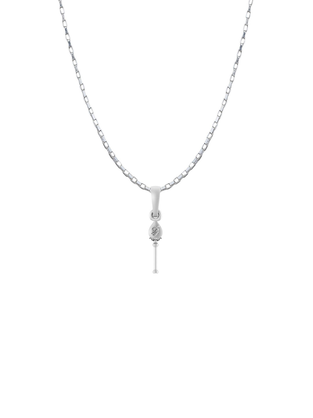 Metronaut 92.5 Sterling Silver Contemporary Shaped Vel Tamil OM Pendant With Box Chain