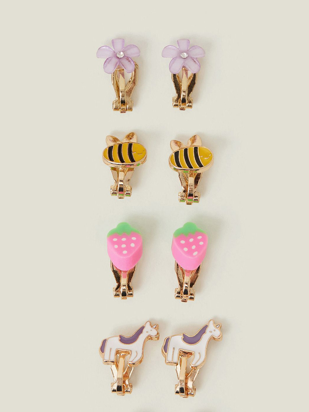 Accessorize London Girls Set Of 5 Spring Garden Floral Shaped Clip On Studs