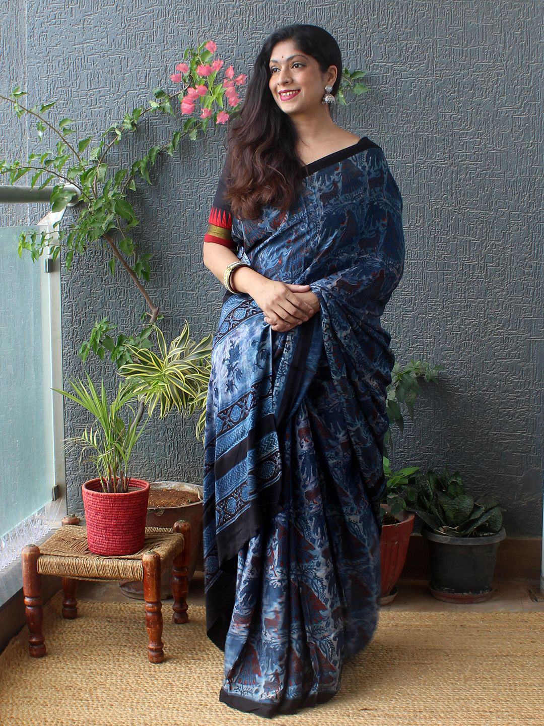 Weaves of Tradition Dabu Printed Bagru Saree