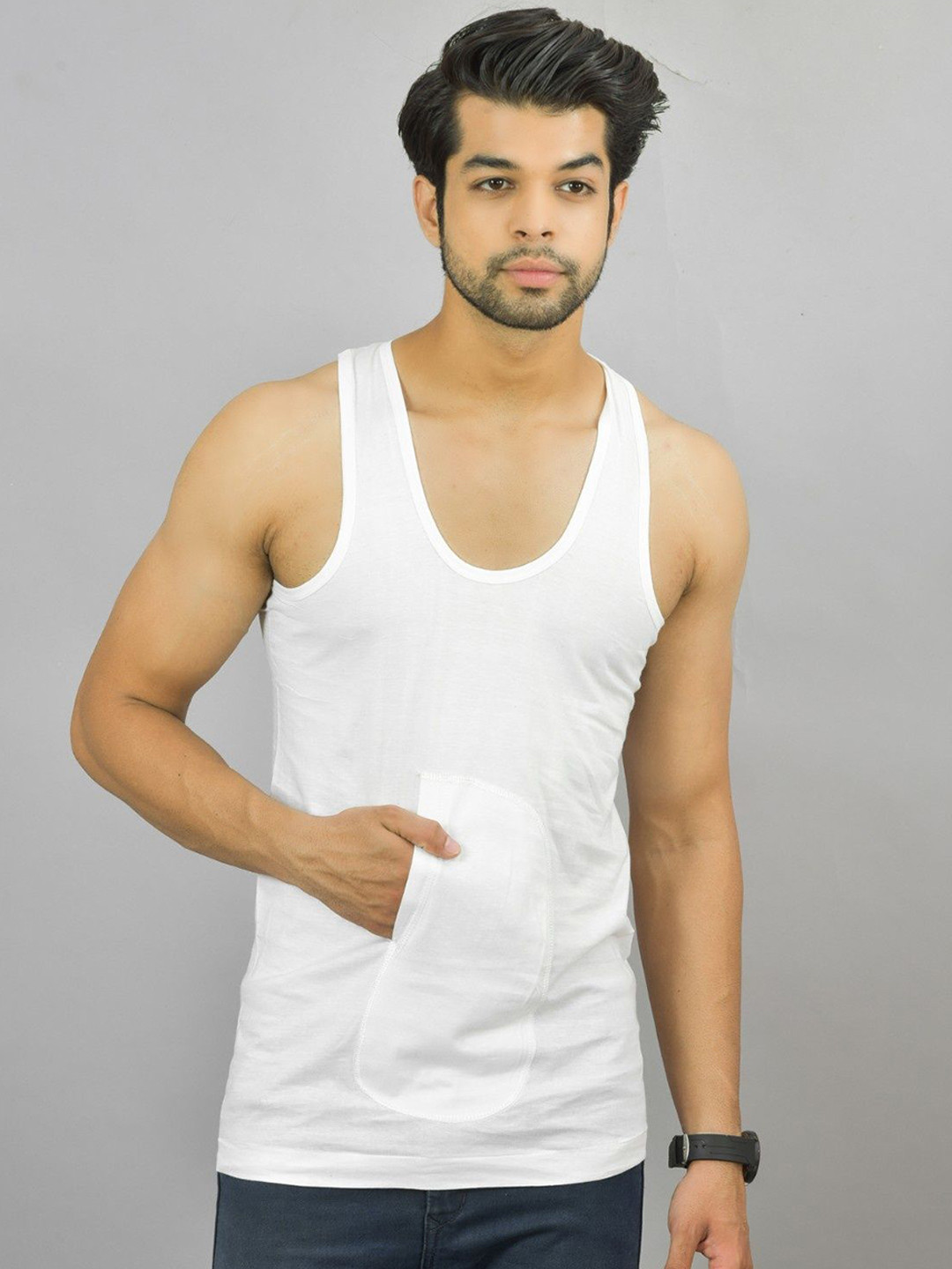 UNDERLOOP Pack Of 4 Combed Cotton Undershirt Vests SSMTPKTRN4-85