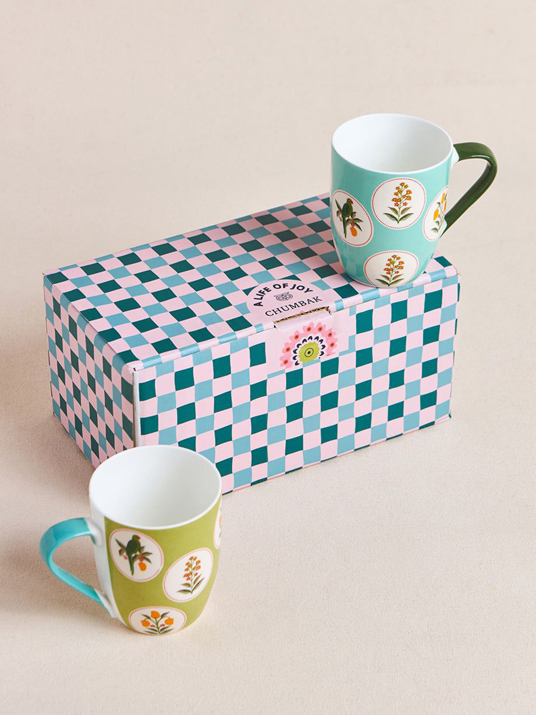 Chumbak White Floral Biocomposite Microwave Safe 2 Piece Mugs-330ml