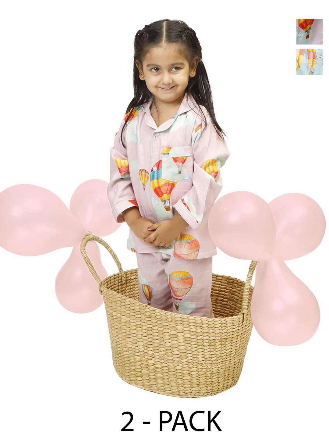 Snuggly Spaces Girls Pack Of 2 Girls Printed Night Suits