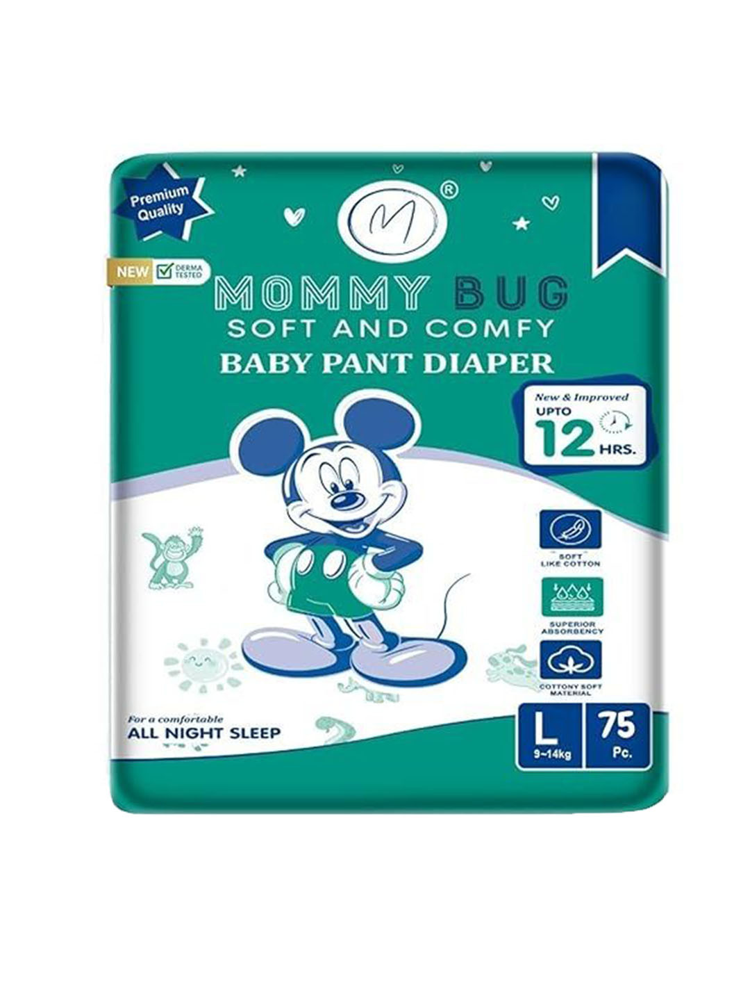 MOMMY BUG Soft & Comfy Breathable Pull-Up Baby Pant Diaper - L - 75 Pcs
