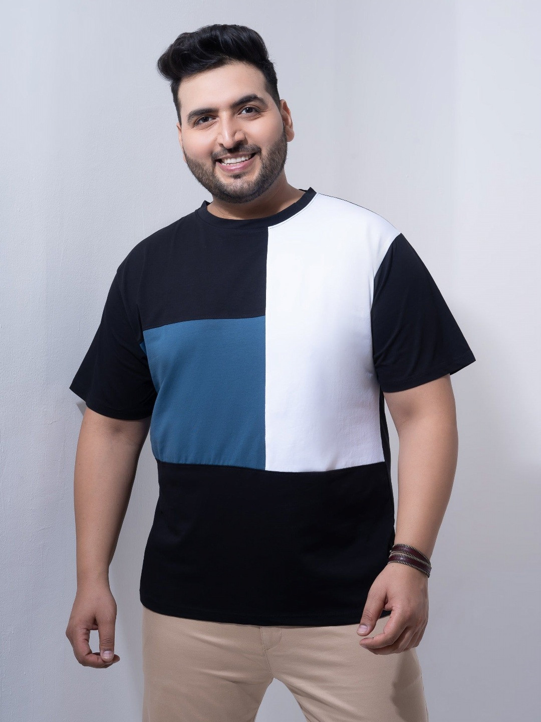 Toodle Plus Men Plus Size Colourblocked T-Shirt
