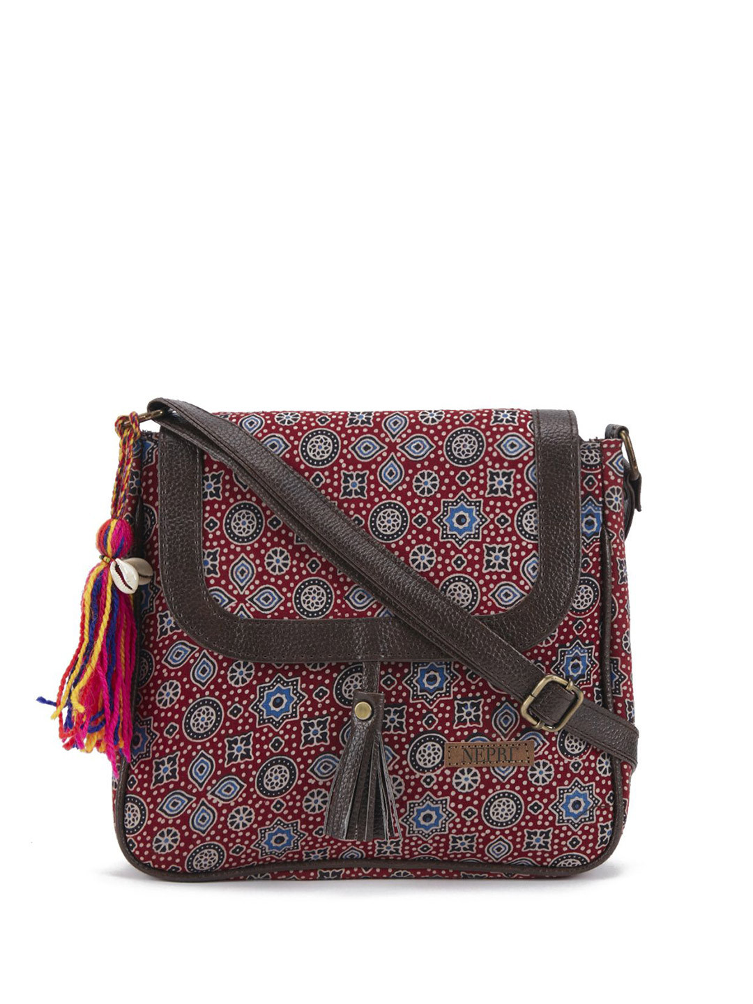 NEPRI Women Printed Sling Bag with Tasselled