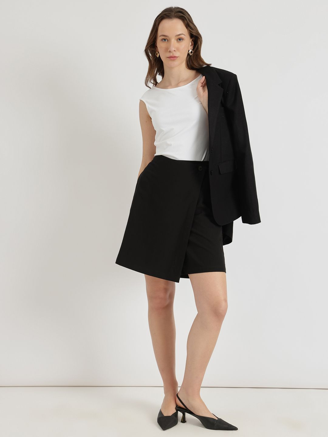 FableStreet Women Black Cotton Skort