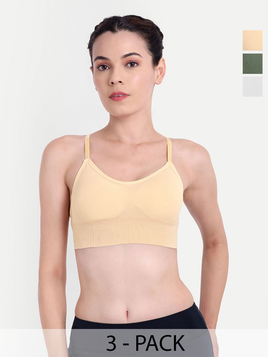 Trulymart Pack of 3 Full Coverage Lightly Padded Rapid-Dry Sports Bra