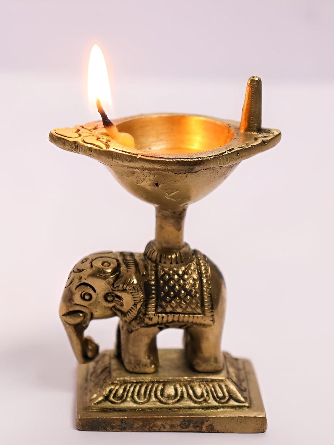 The Spiritual Living Yellow Elephant Oil Lamp Diya