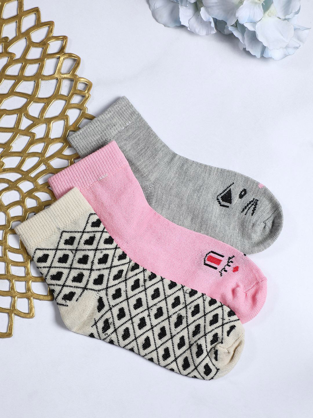 YK Boy Pack Of 3 Patterned Ankle Length Socks