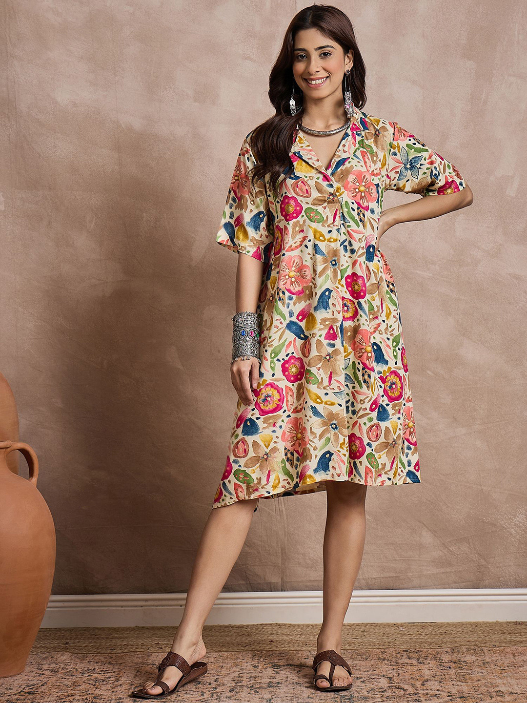 InWeave Women Printed A-Line Dress