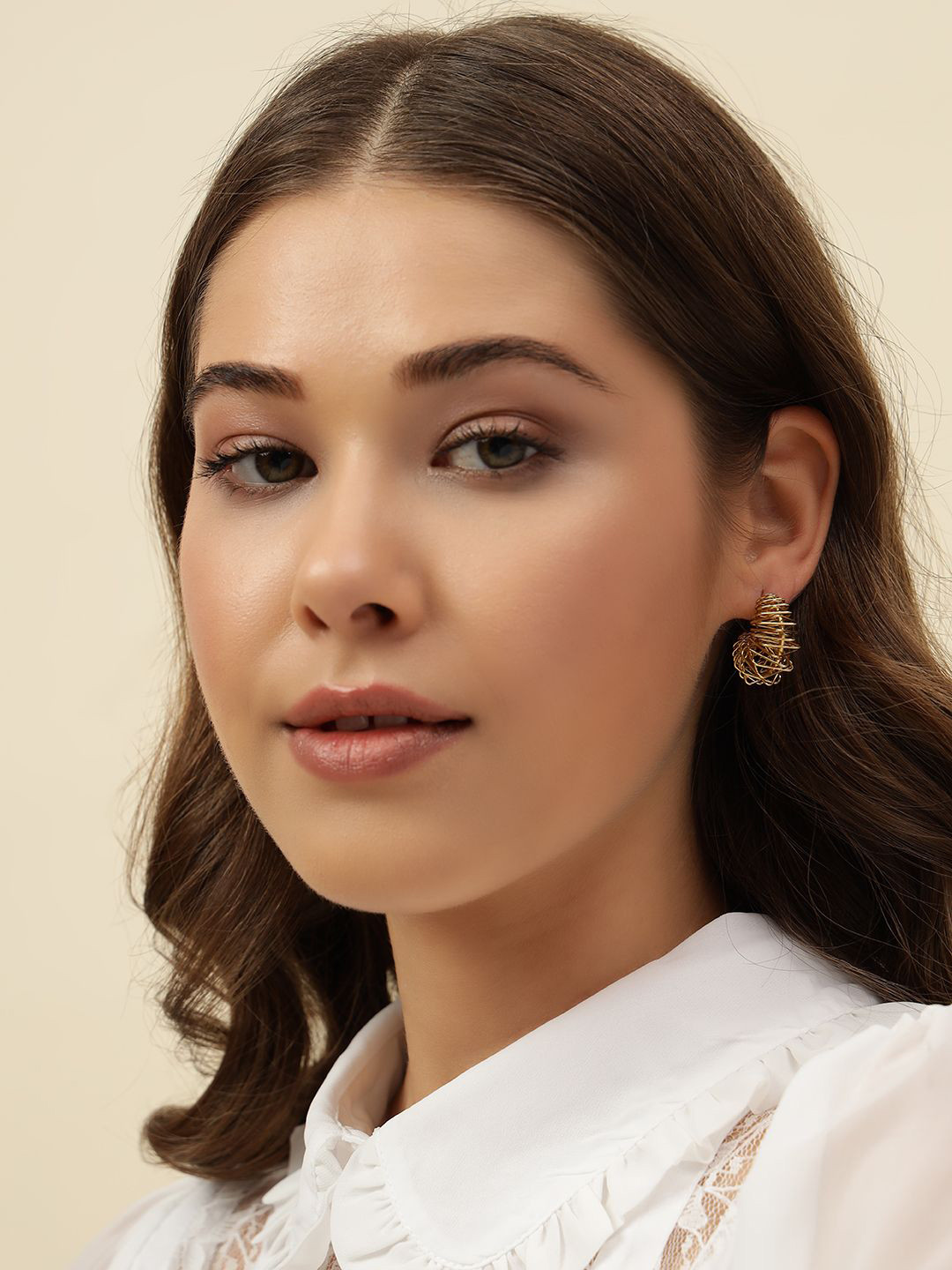 Beatnik Gold-Plated Contemporary Hoop Earrings
