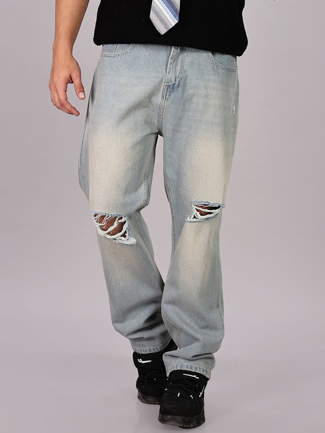 FOUL CHILD Men Baggy Fit Mid-Rise Mildly Distressed Non Stretchable Jeans