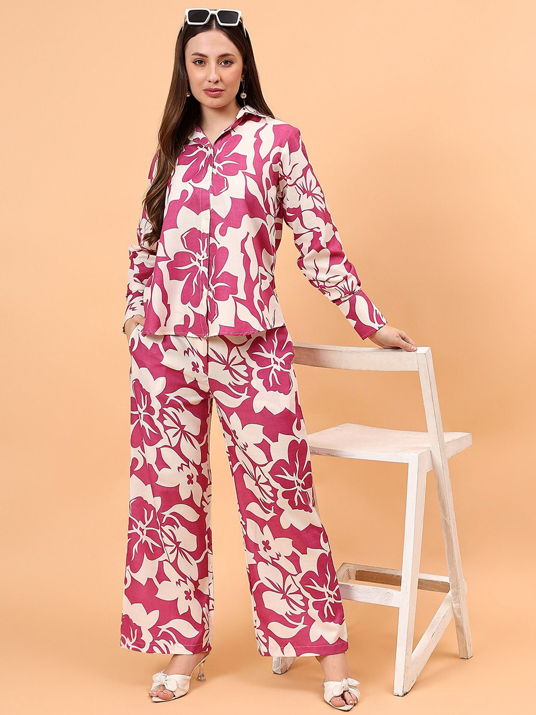 BEACH & HILL Printed Long Sleeves Pure Cotton Shirt With Trousers