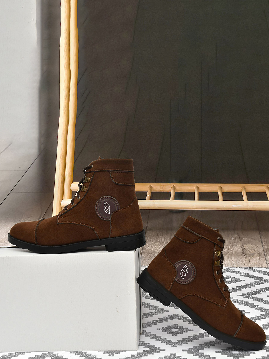 ARIWA Men Brown Block-Heeled Regular Boots