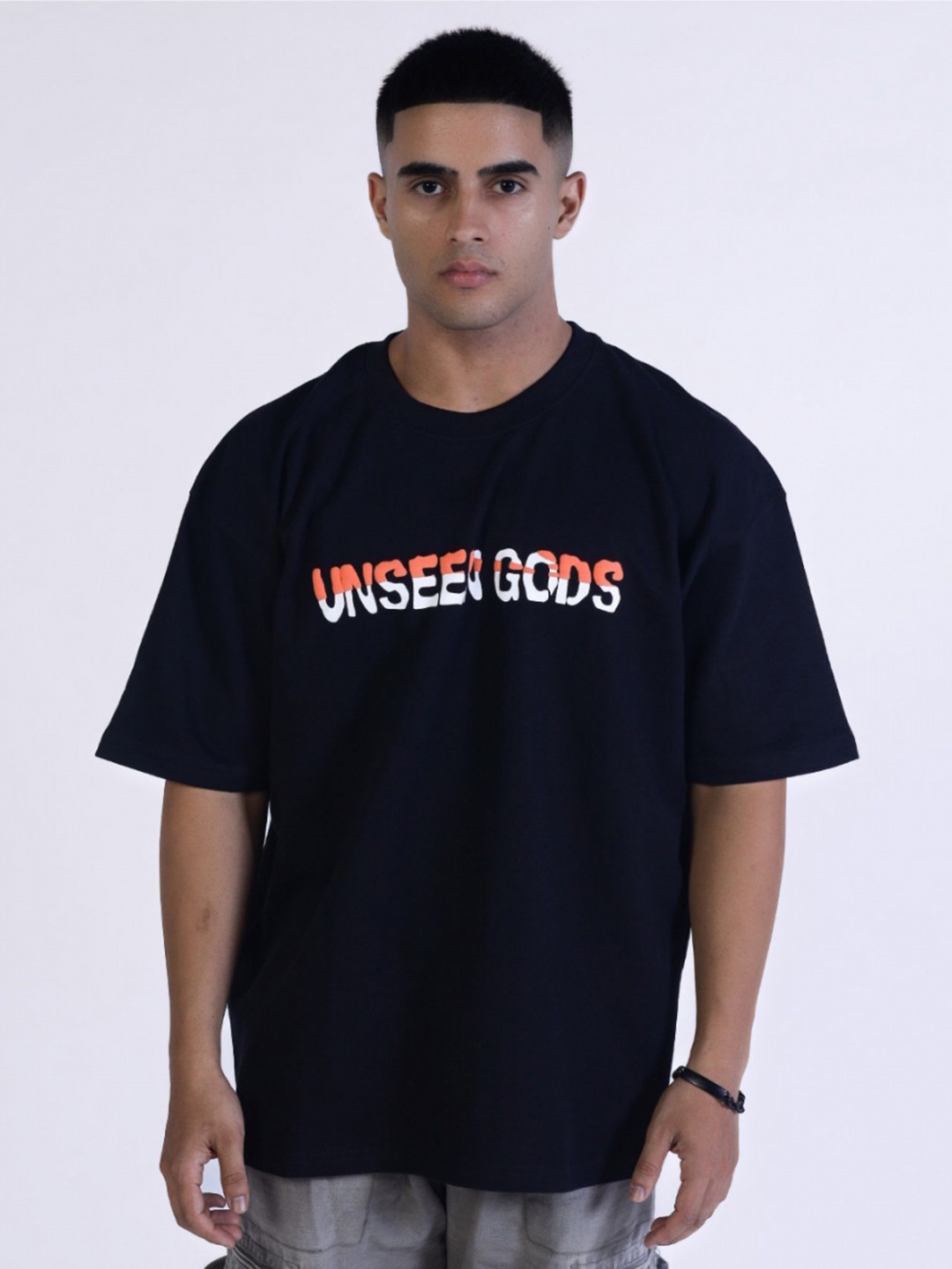 Unseen Gods Men Graphic Printed Round Neck Cotton Oversized T-shirt