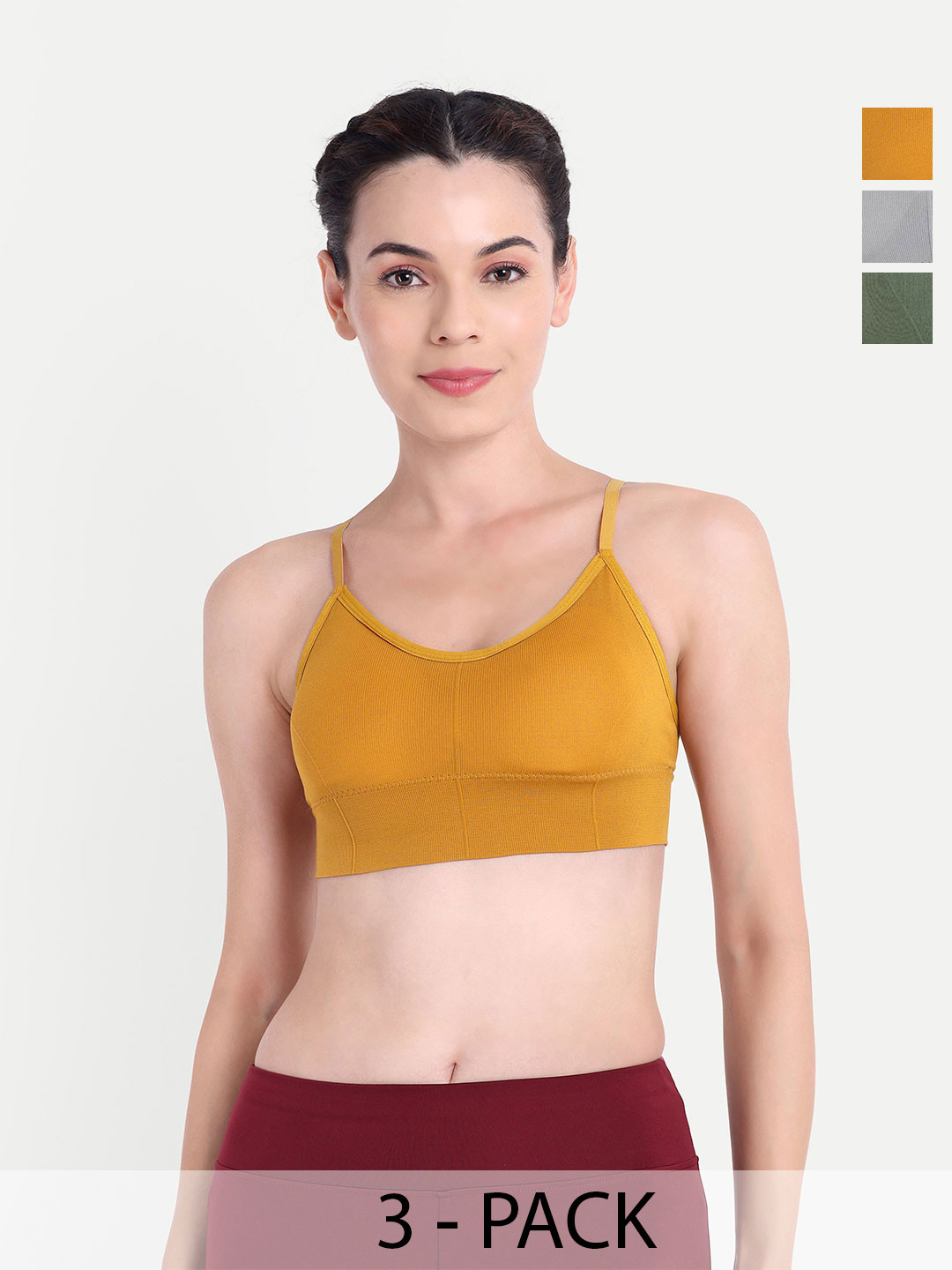 Trulymart Pack Of 3 Full Coverage Lightly Padded Rapid-Dry T-shirt Bra