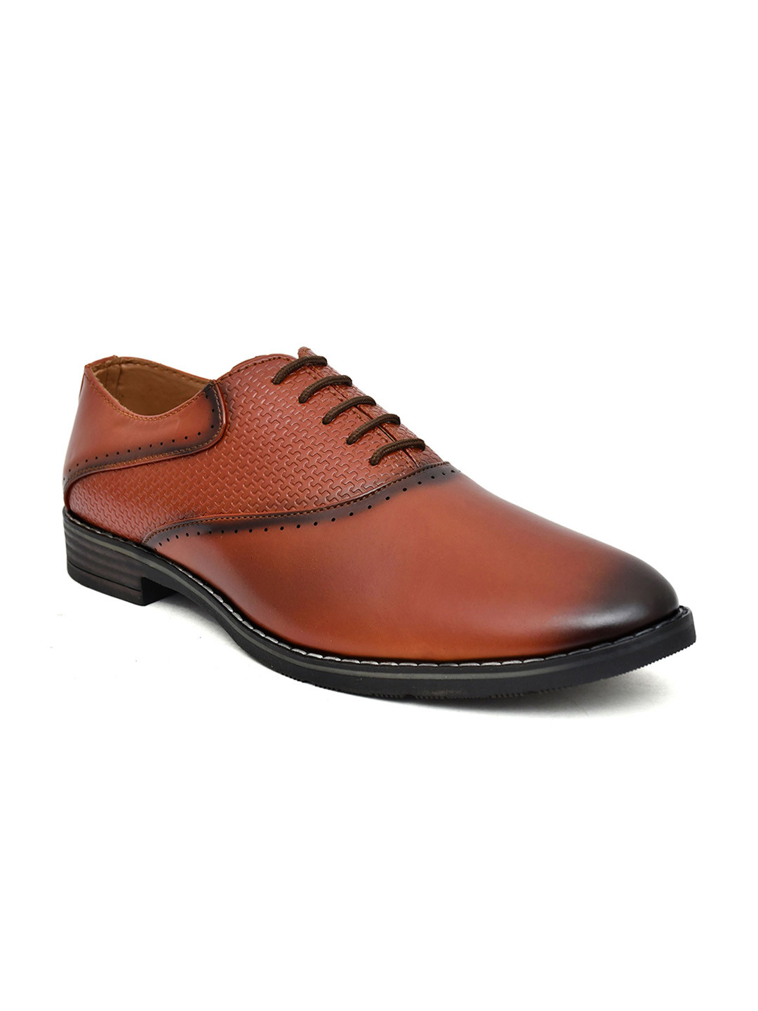ARIWA Men Tan Textured Slip-On Formal Shoes