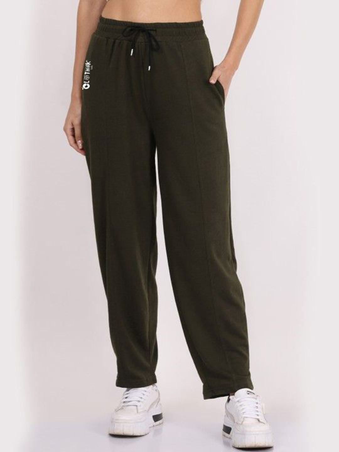 CLOTHINK INDIA Women Cotton Relaxed Fit Mid Rise Track Pant