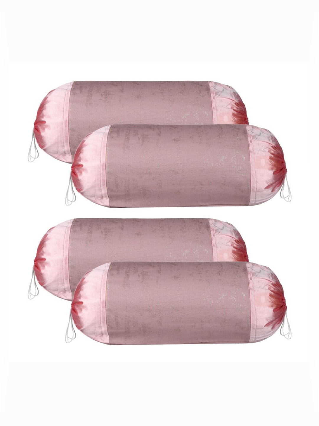 Myntra Elegant Homes Pink & Red 4 Pieces Extremely Light Bolster Covers