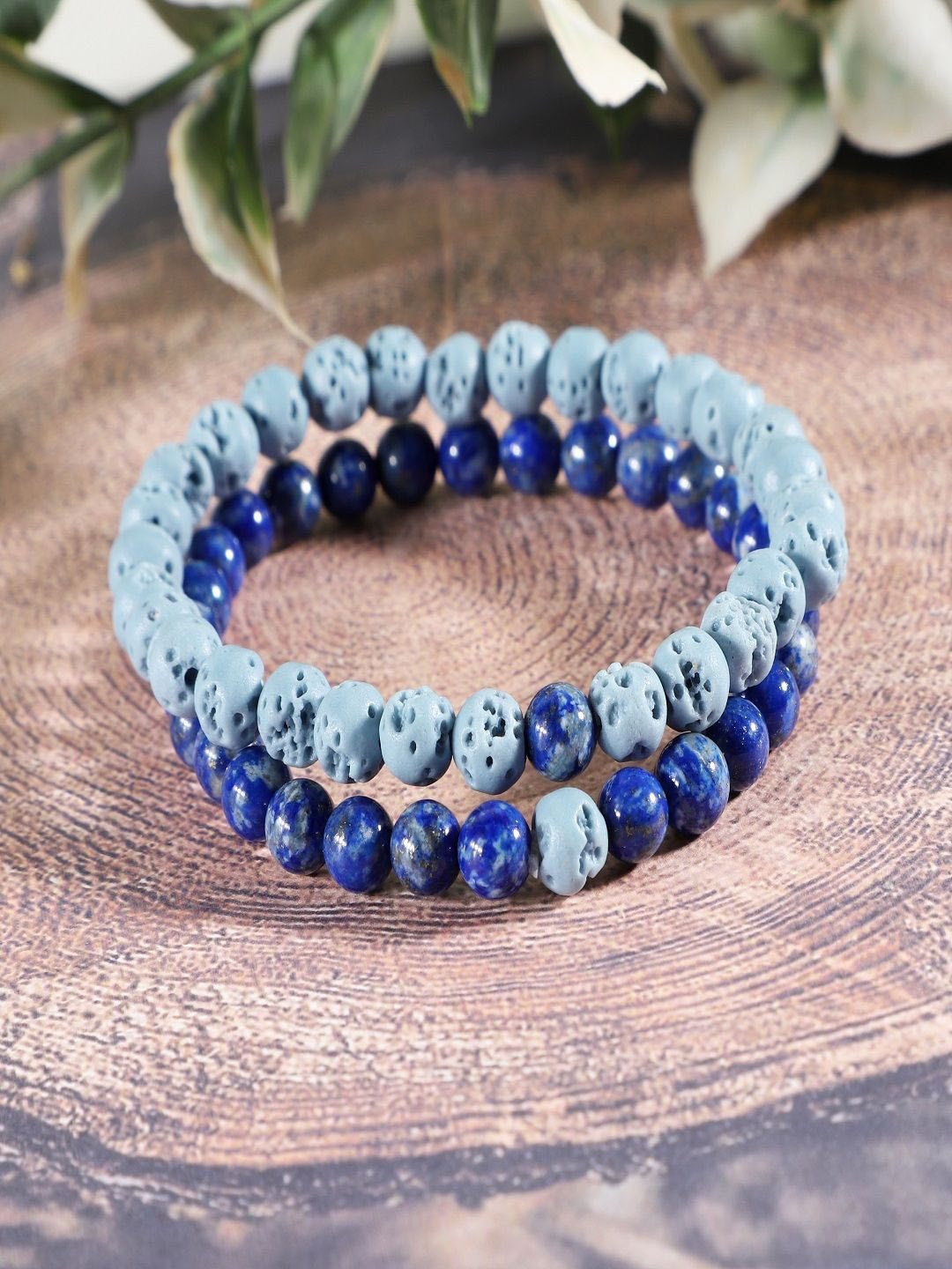 Nirvana Unisex Set Of 2 Lapis Lazuli Bracelet