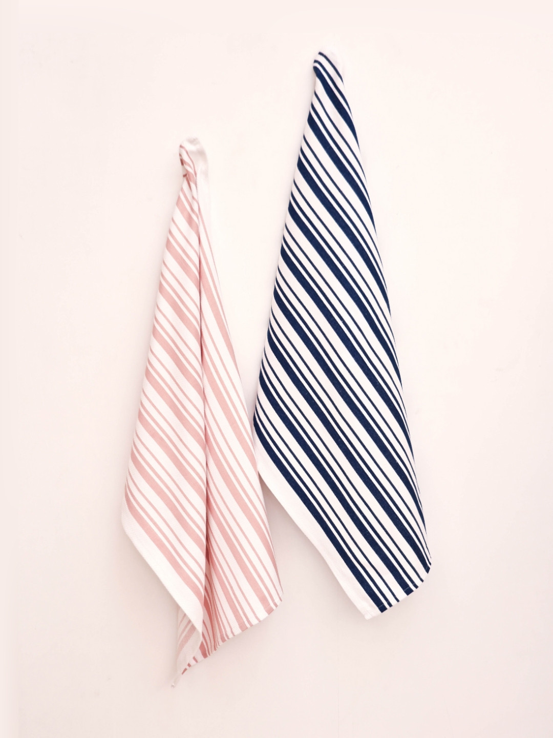 Ariana Peach-Colored & Blue 2 Pieces Checked Cotton Highly Absorbent Soft Kitchen Towels