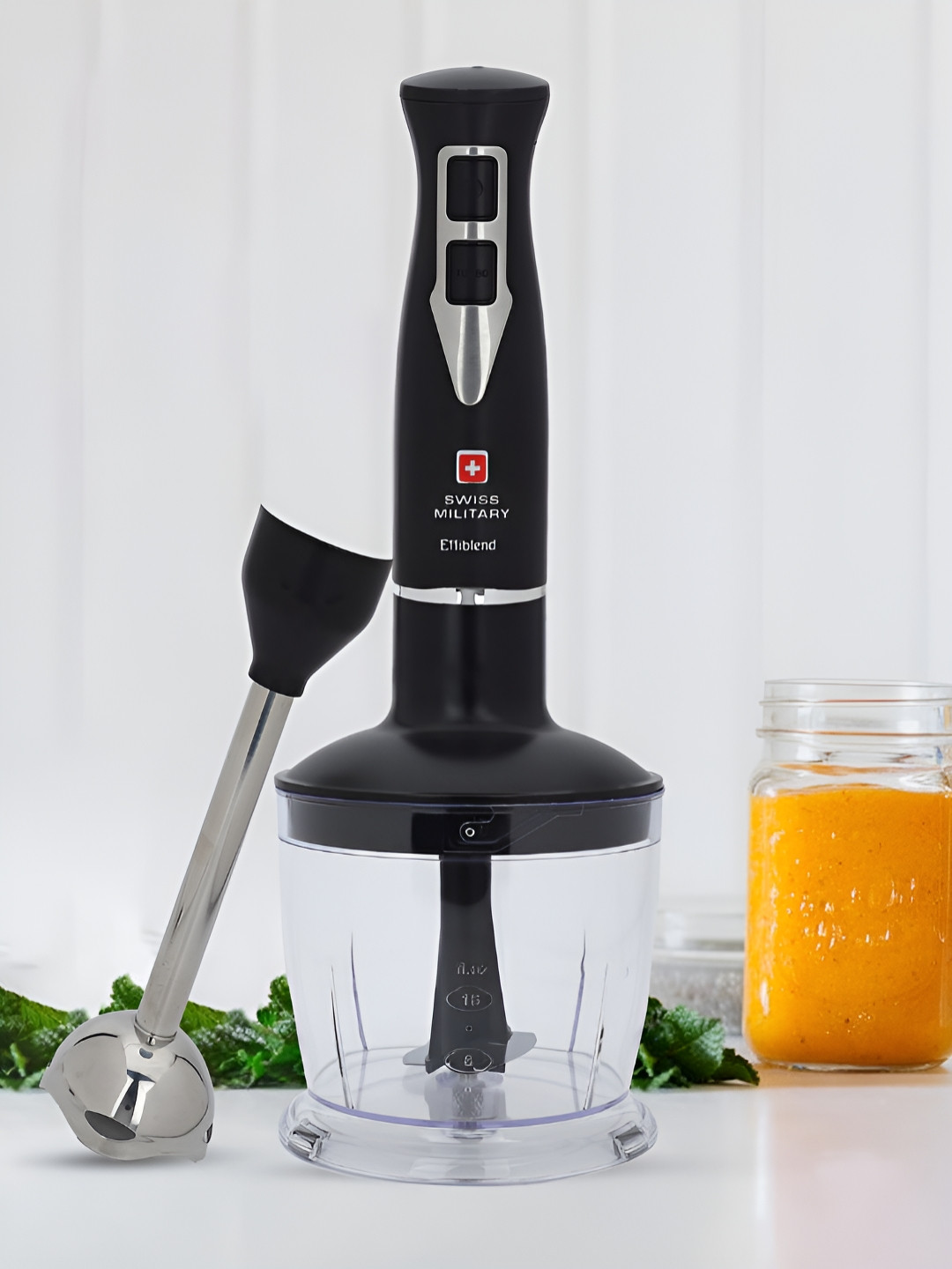 SWISS MILITARY EFFIBLEND Black 2-in-1 Hand Blender With Chopper - 400W