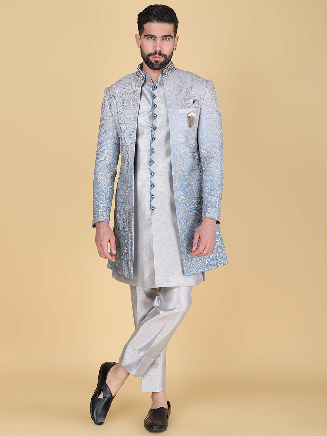 Denis Parkar Sequins Embroidered Sherwani Set