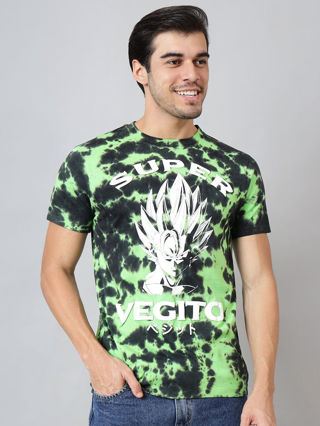 Free Authority Men Dragon Ball Z Dyed Round Neck Cotton T-shirt