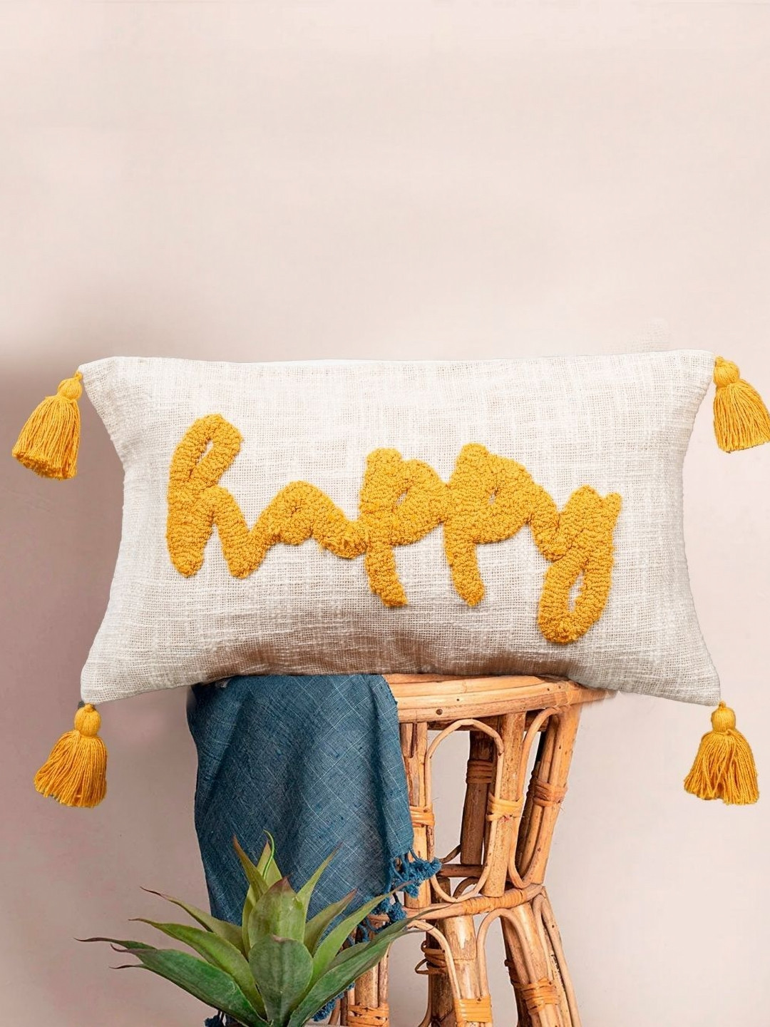 HOMADORN Hand Tufted Embroidered Cotton Rectangle Cushion Covers - 11.8 x 19.7 In