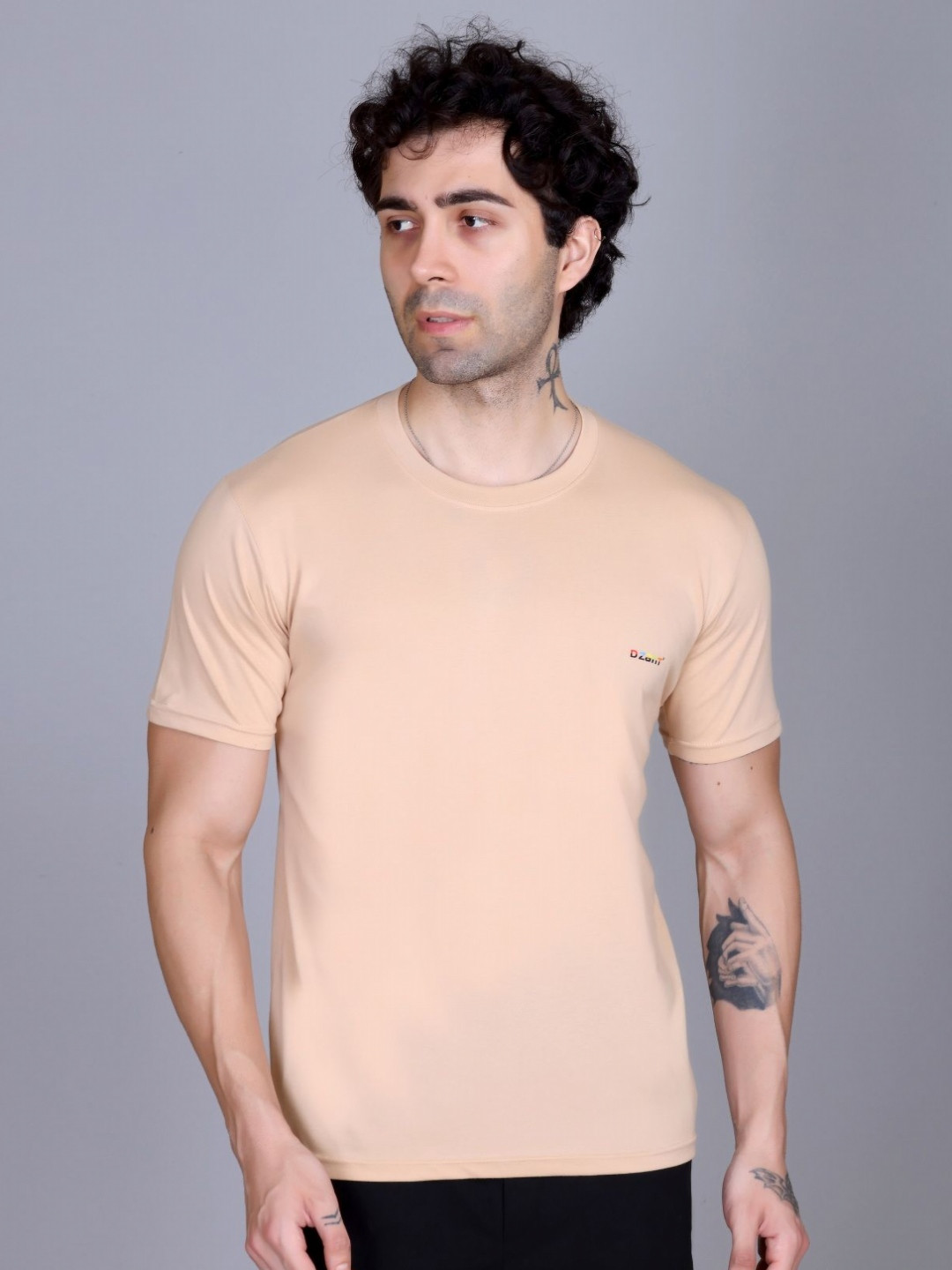 Dzant Men Air Max Solid Round Neck Cotton T-shirt