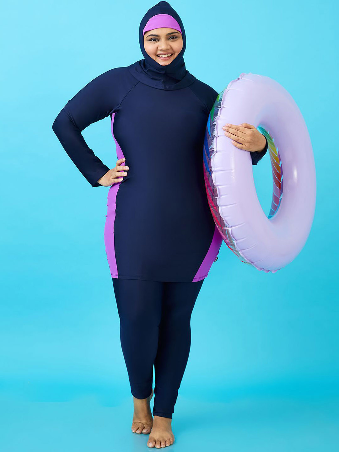 LYCOT Women Side Panels Round Neck Swim Set