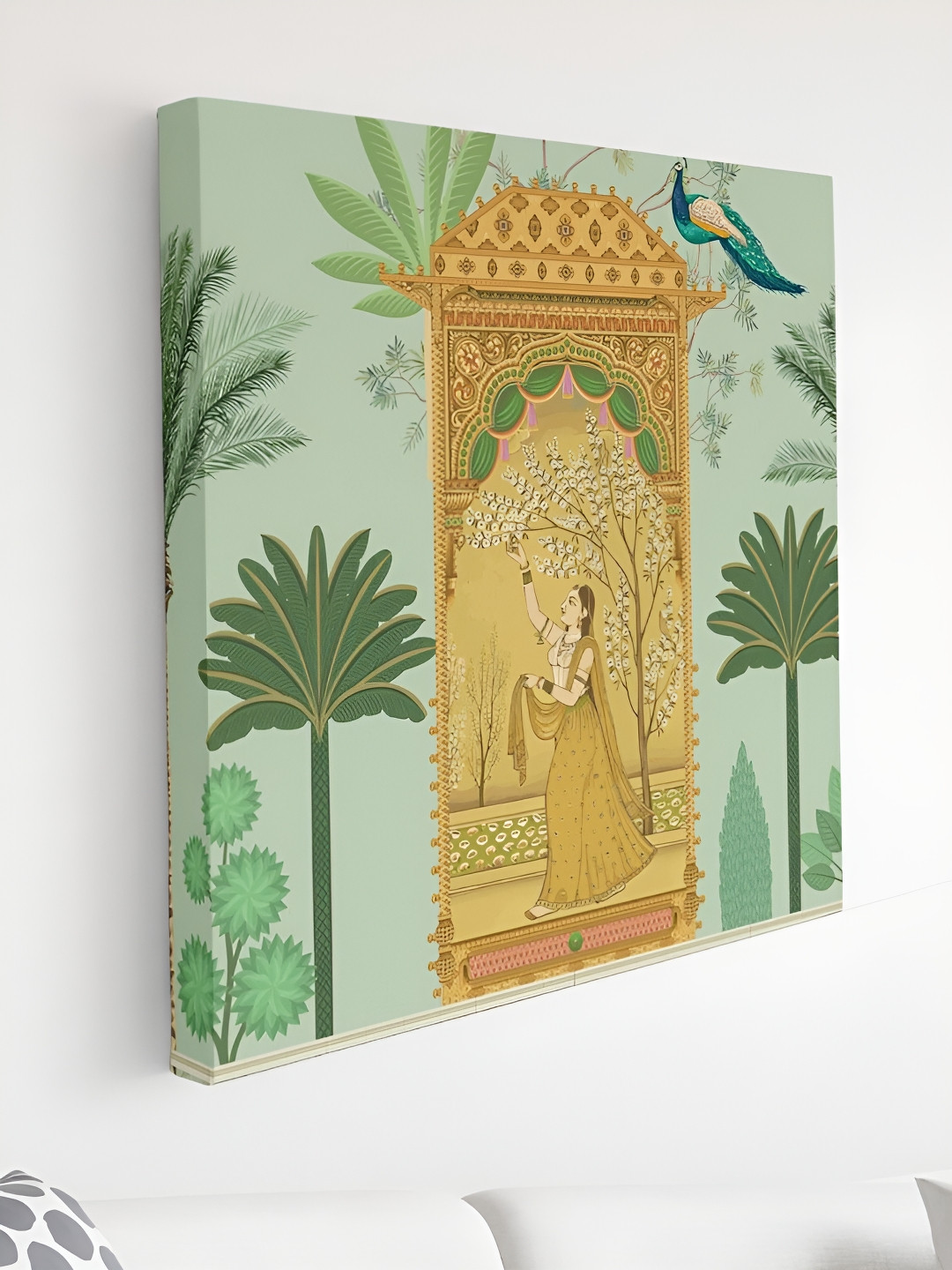 Myntra Elegant Homes Green & Yellow Indian Queen Religious Canvas Wall Art