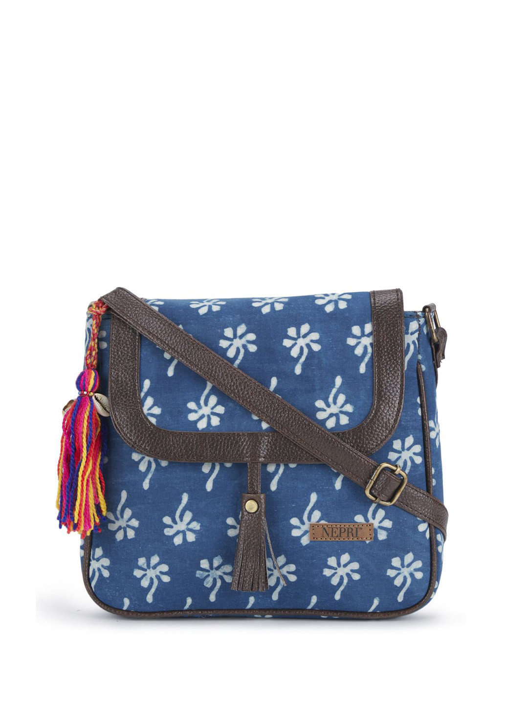 NEPRI Women Printed Tasselled Sling Bag