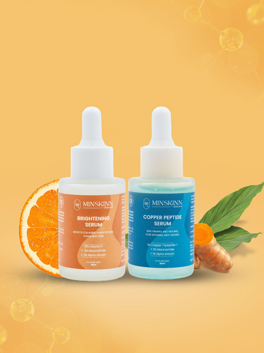 Minskinn Skincare Set Of 2 Copper Peptide & Vitamin C Serum - 30 ml Each