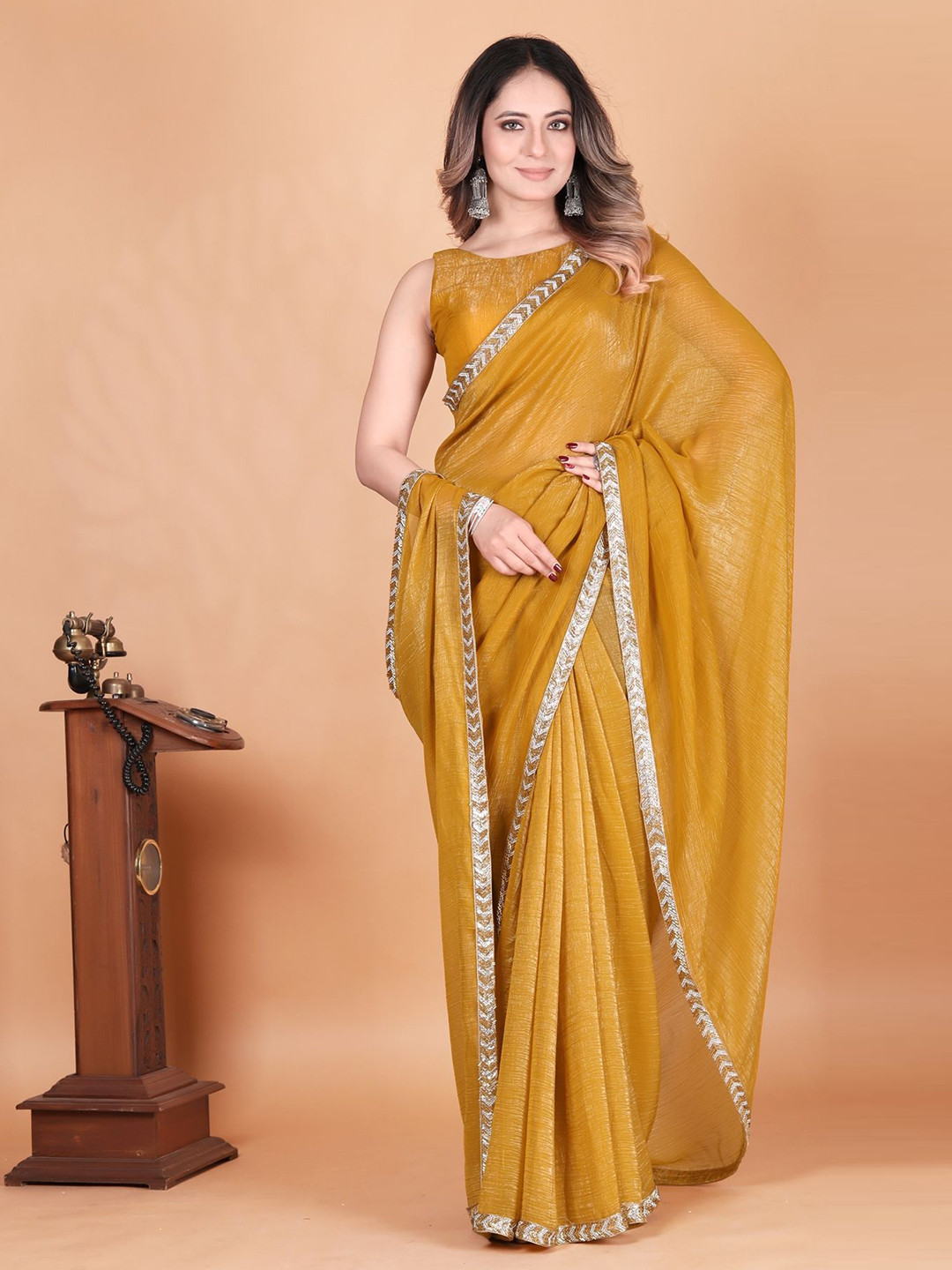 Anneca Sequinned Embellished  Tissue Party Saree