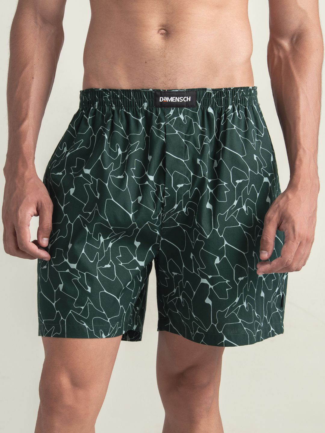 DAMENSCH Printed Pure Cotton Ultra-Light Boxer -BS1002-CRKGRN