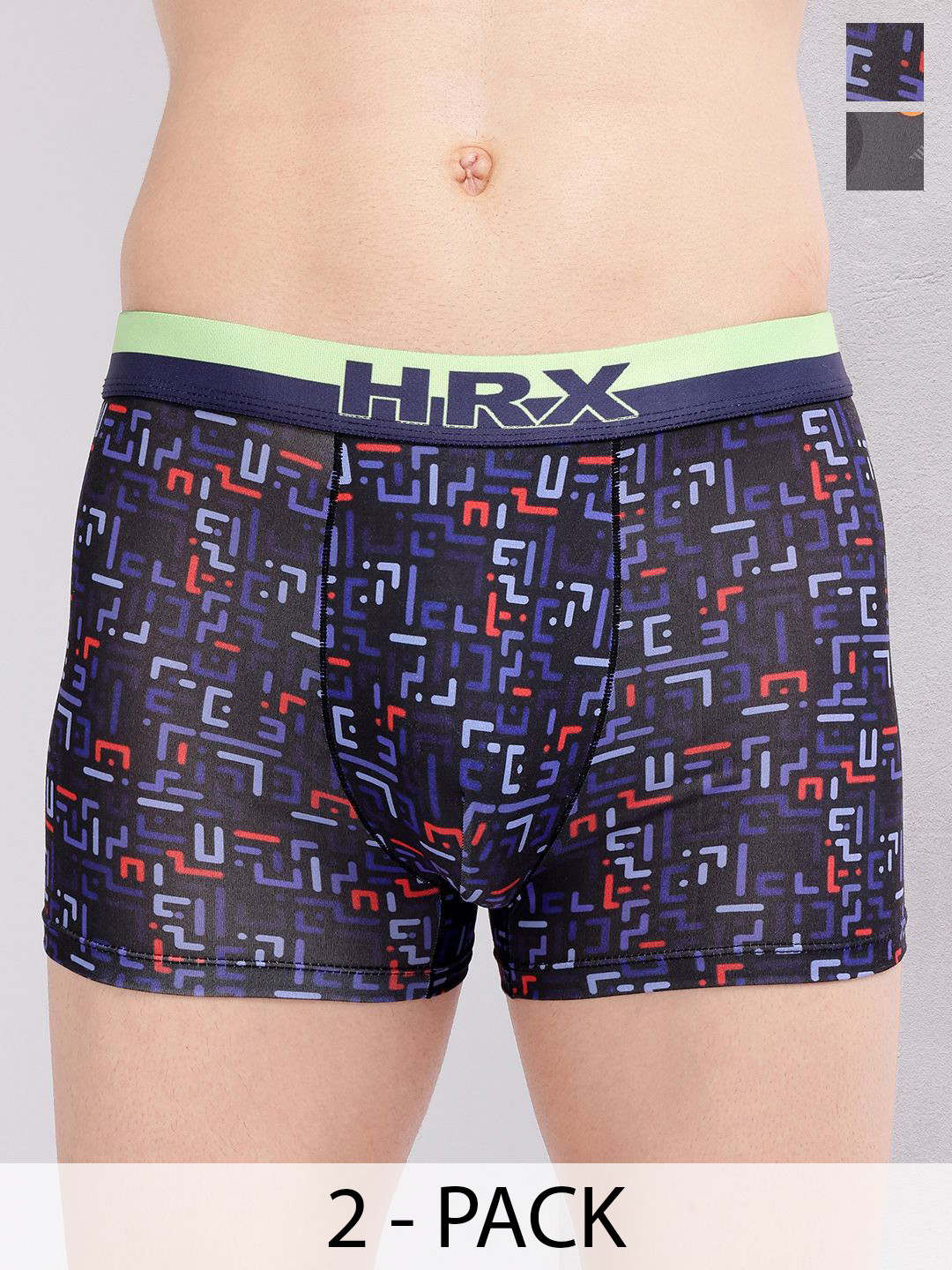 HRX by Hrithik Roshan Pack Of  2 Printed Breathability Trunks HTO-PV-Print-111-113-S