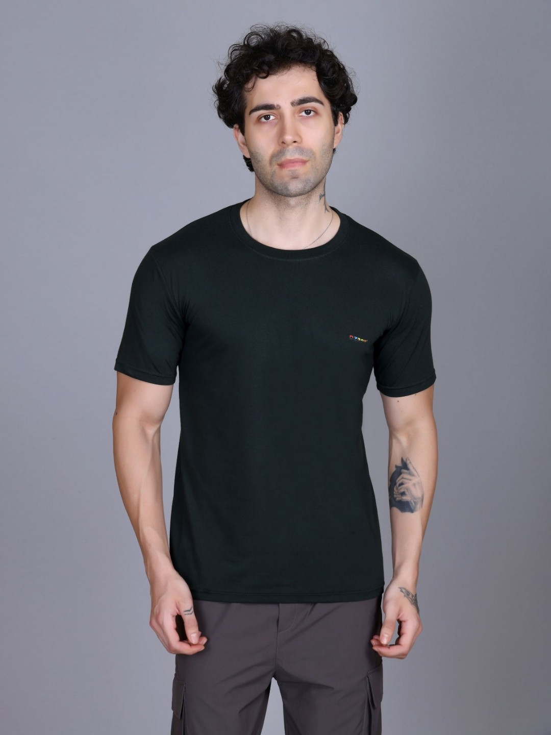 Dzant Men Air Max Solid Round Neck Cotton T-shirt