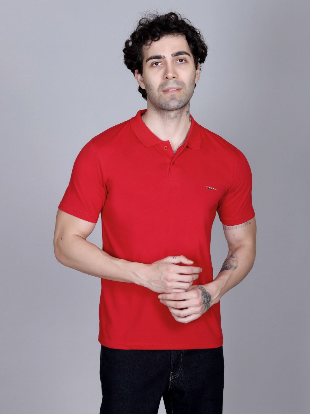 Dzant Men Air Max Solid Polo Collar Cotton T-shirt