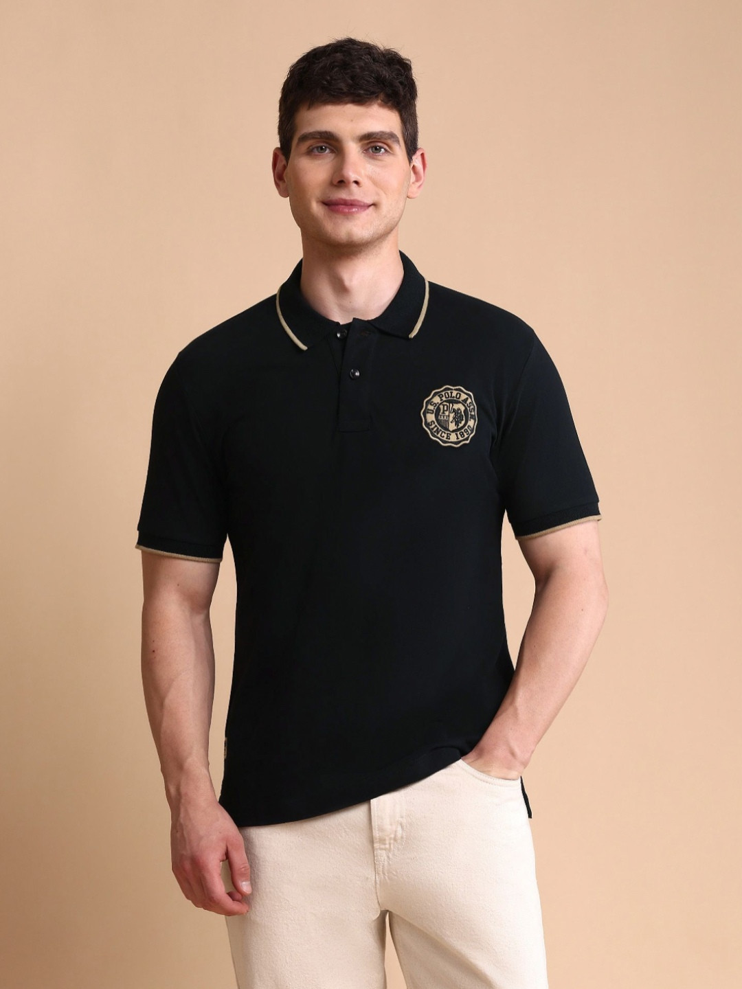U.S. Polo Assn. Denim Co. Men Brand Logo Embroidered Muscle Fit Cotton T-shirt