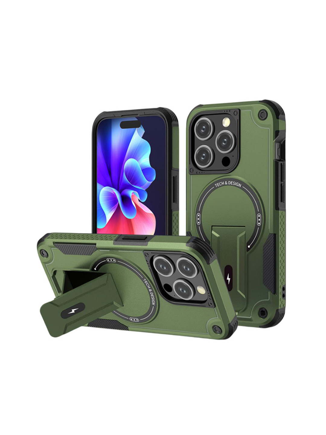 Luxury Kase Unisex Printed Back Cover with Portable Kickstand Mobile Accessories