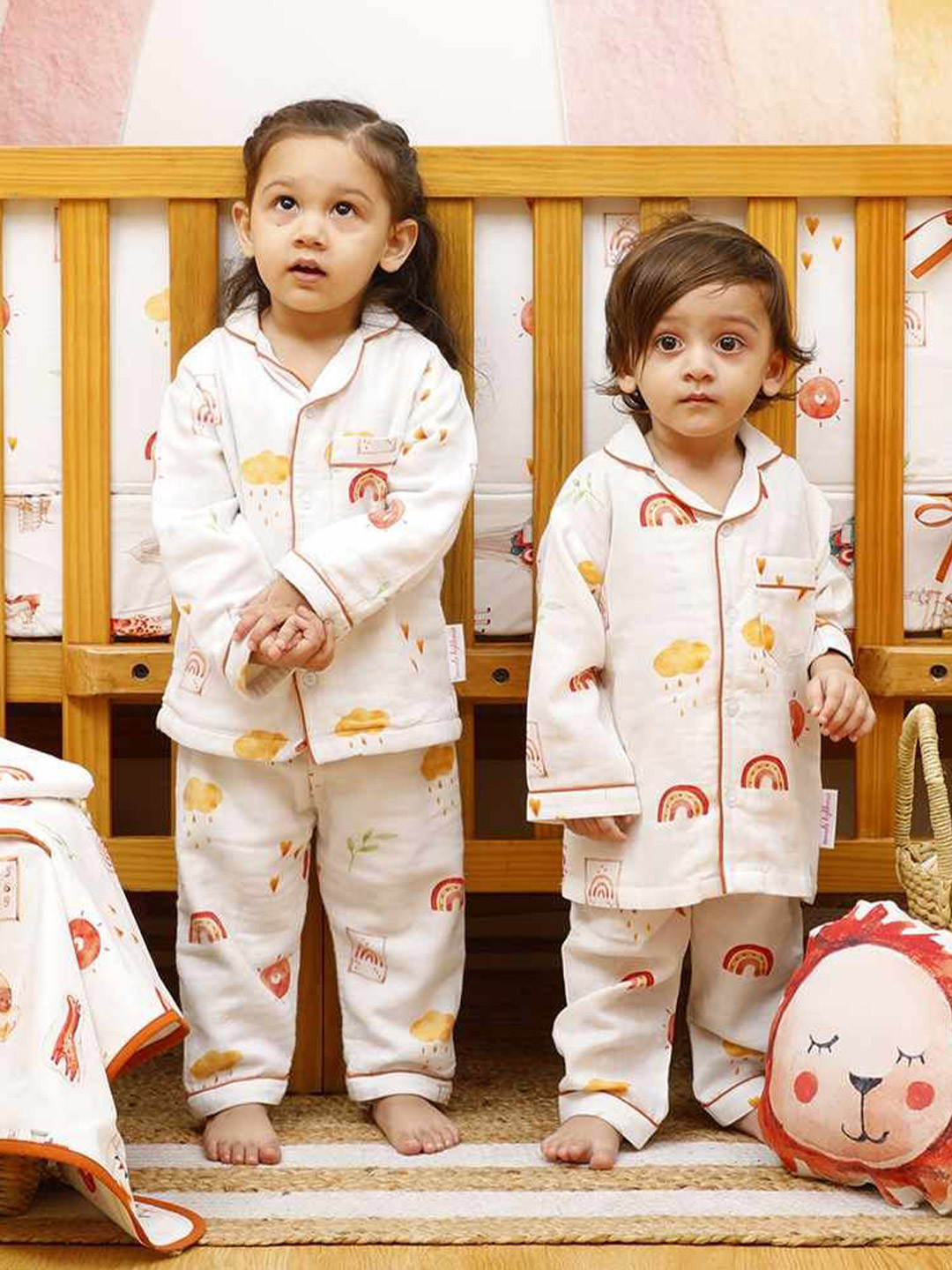 Snuggly Spaces Kids Rainbows & Rain Printed Night suit