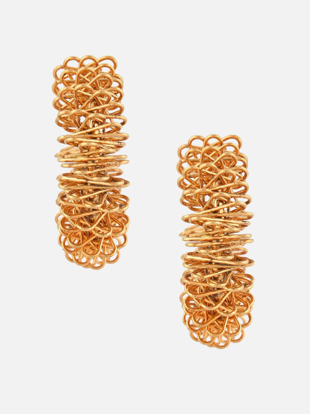 Beatnik Gold-Plated Contemporary Shaped Hoop Earrings
