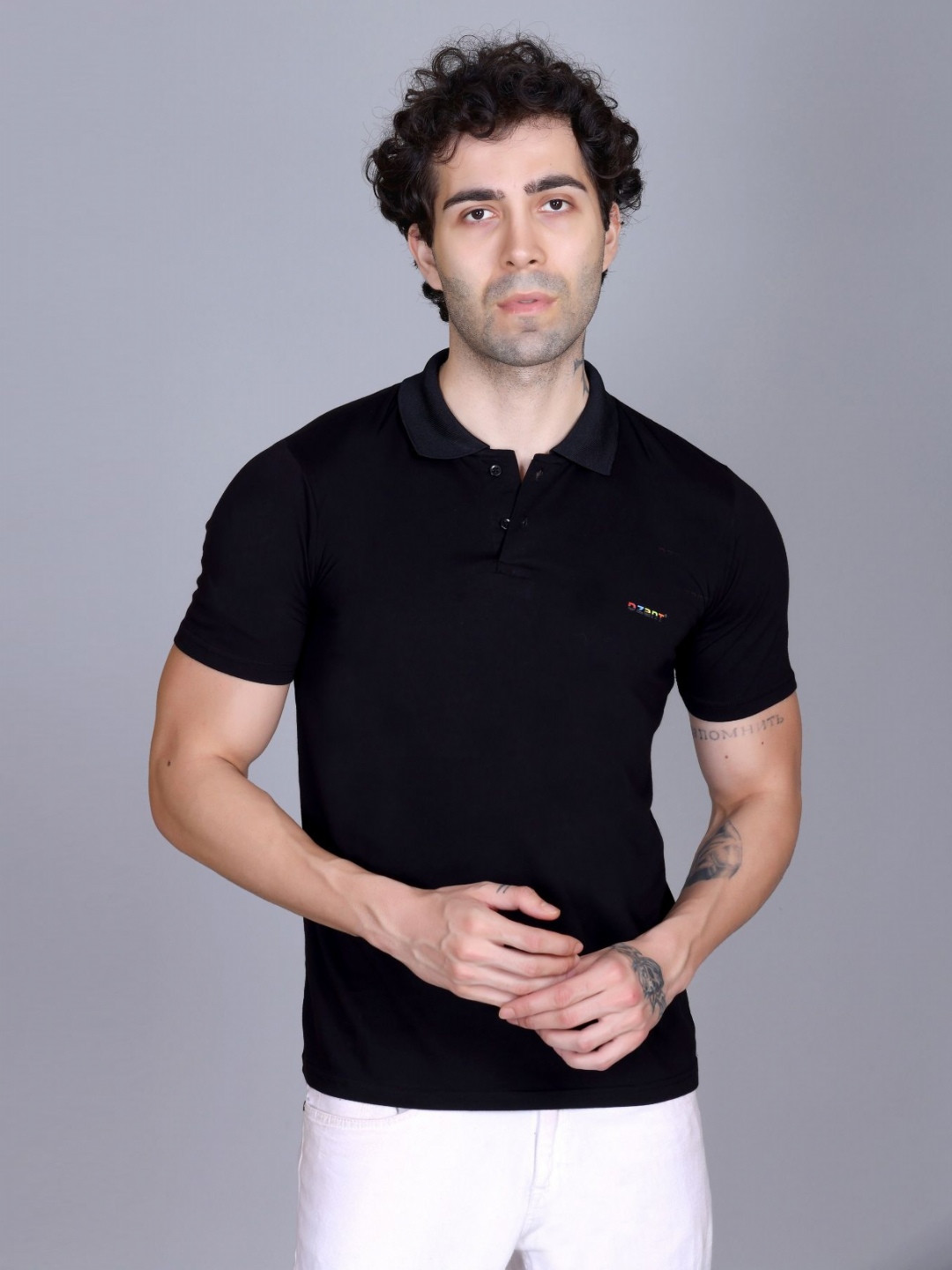 Dzant Men Air Max Solid Polo Collar Cotton T-shirt