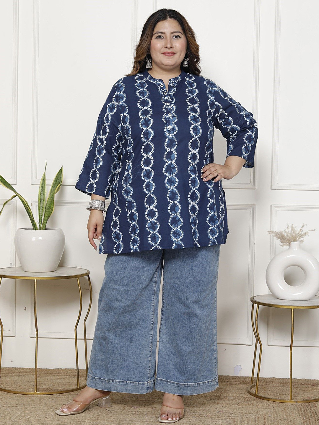 Swasti Floral Printed Pure Cotton Plus Size Kurti