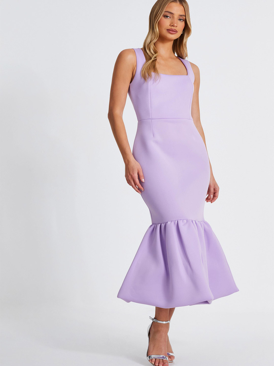 QUIZ Square Neck Bodycon Midi Dress